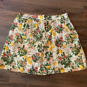 Modcloth Retrolicious brand floral and lemon skirt